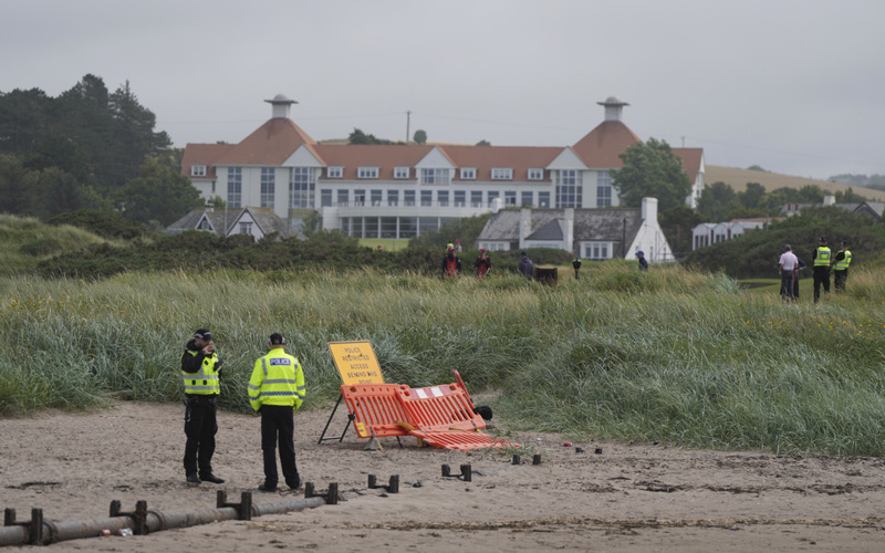 Trump arrives in Scotland for trade meetings and visits to golf courses