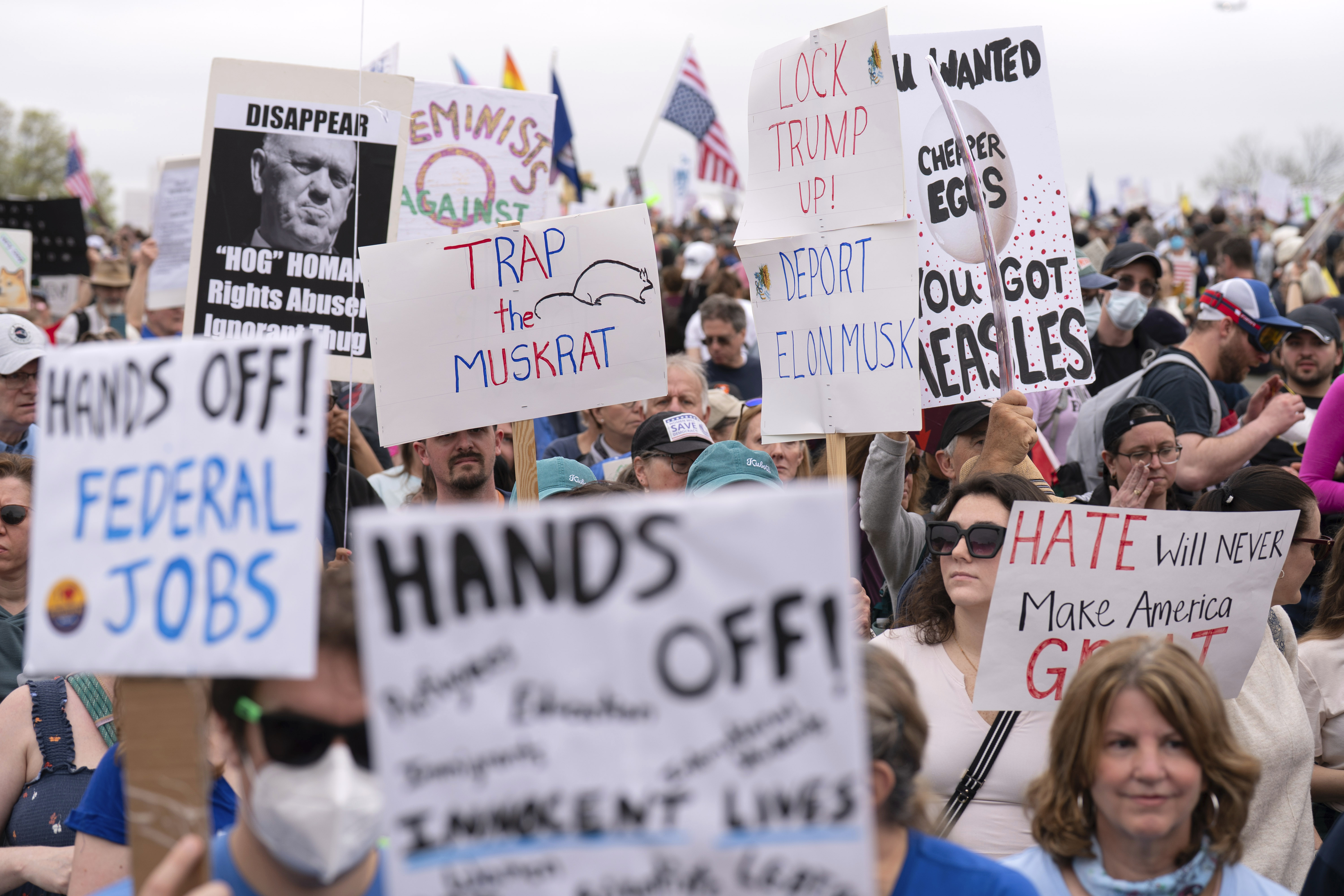 Protesters tee off against Trump and Musk in 'Hands Off!' rallies across the US