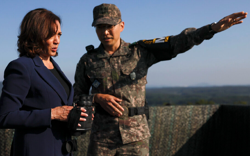 Harris makes silly blunder at DMZ, media pretends she didn't